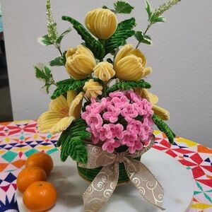 Floral Arrangement with Pink and Yellow Accents It Good For Mother Day